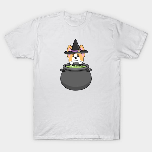 Corgi Wizard Cauldron Potion T-Shirt by DimensionC169